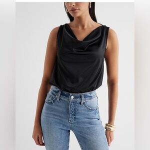 Express Black Draped Sleeveless Blouse